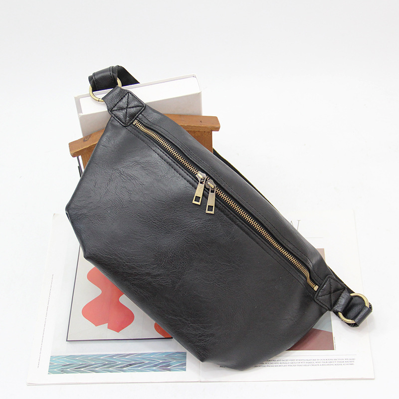 Férfi mellkas táska PU anyagból, kopásálló, poliészter bélés, utcai stílus