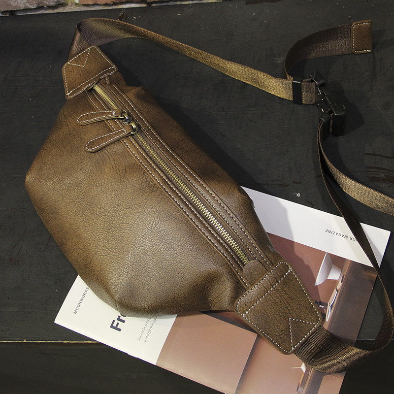 Férfi mellkas táska PU anyagból, kopásálló, poliészter bélés, utcai stílus