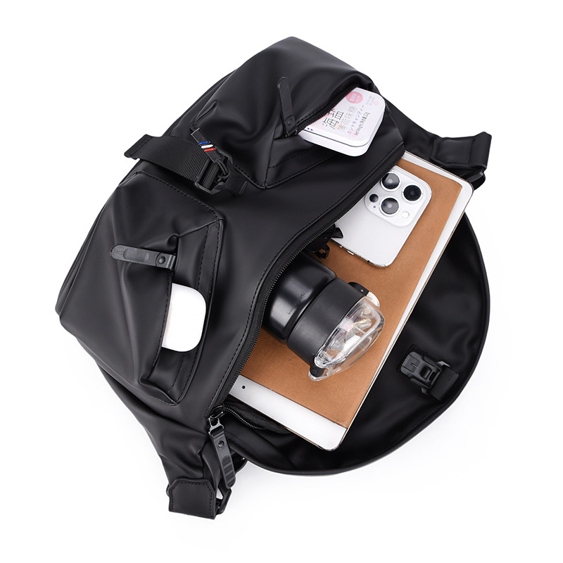 Muška chest bag preko ramena – PU materiјal, poliester podstava, funkcija pohrane, jednobojni uzorak