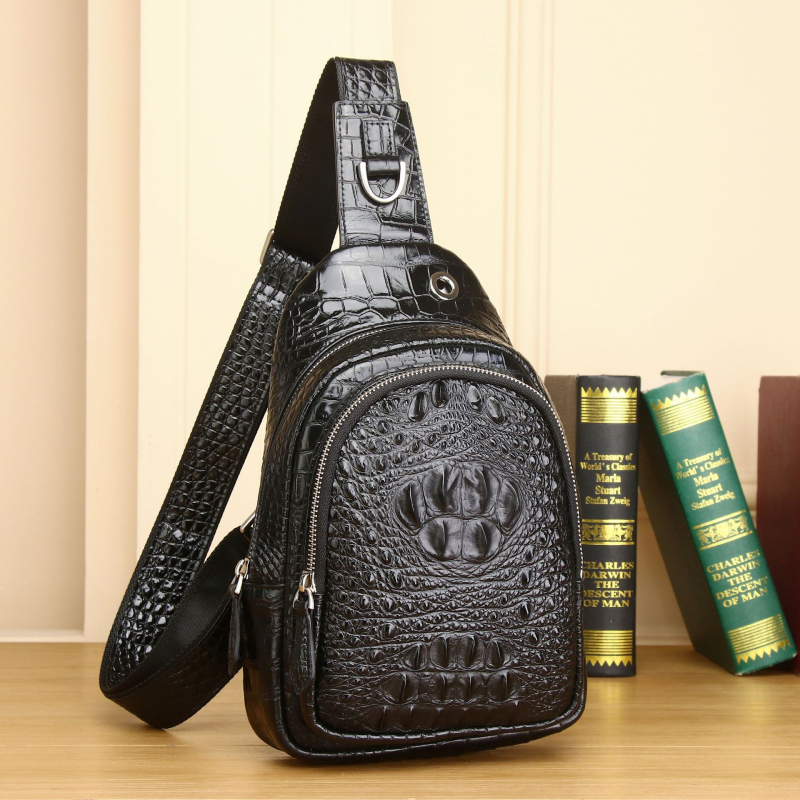 Muška prsna torbica – Ulični stil, Silikon materijal, Krokodilski uzorak, Otporna na habanje, Model 6328-2