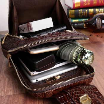 Jacilo 9636 Muška chest bag – prava koža, vodootporna, jednobojna boja, casual stil