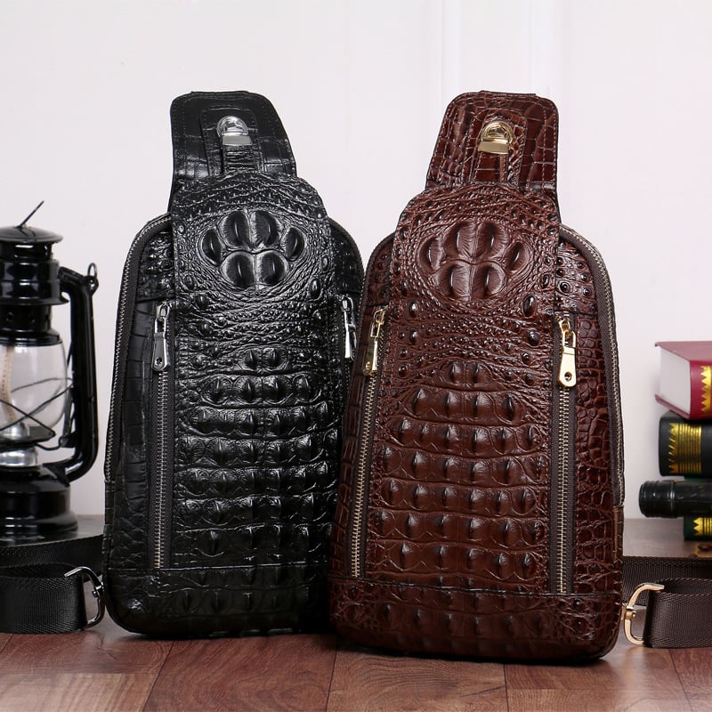 Jacilo 9636 Muška chest bag – prava koža, vodootporna, jednobojna boja, casual stil