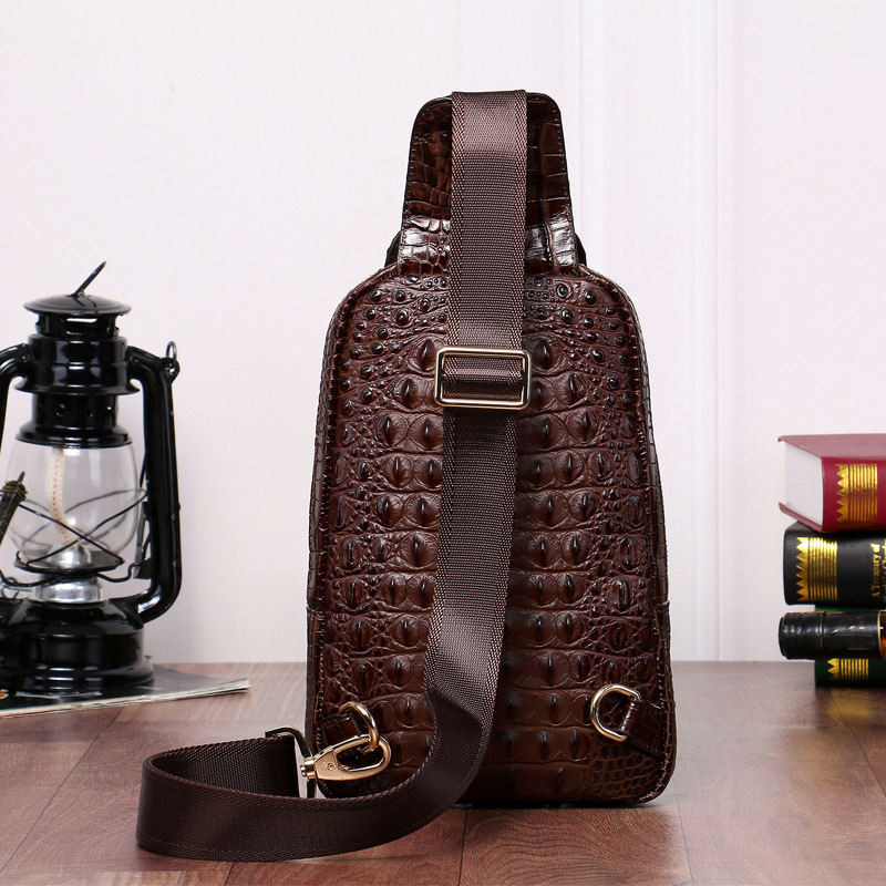 Jacilo 9636 Muška chest bag – prava koža, vodootporna, jednobojna boja, casual stil