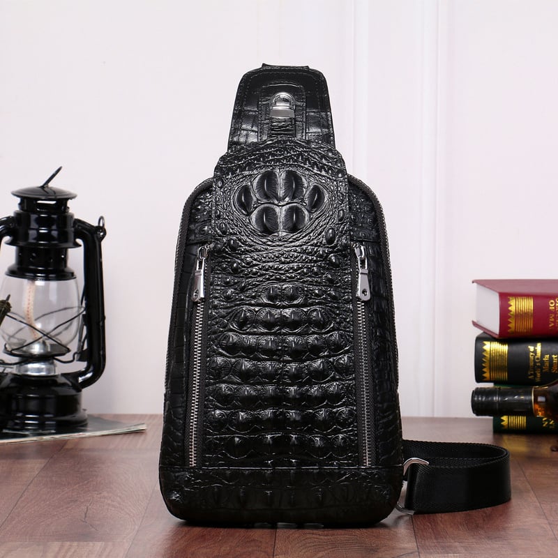 Jacilo 9636 Muška chest bag – prava koža, vodootporna, jednobojna boja, casual stil