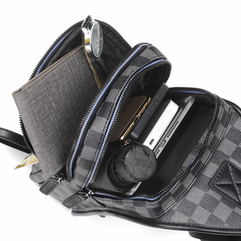 Muška chest bag, karirani uzorak, sintetička mikrovlakana koža, otporna na habanje, velika zapremina, preko ramena