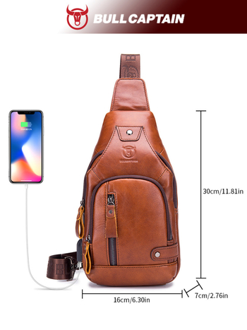 Muška torbica za prsa od kože prvog sloja krave, mekana prava koža, za tablet od 8 inča, velika kapaciteta, za vanjsku i ležernu upotrebu