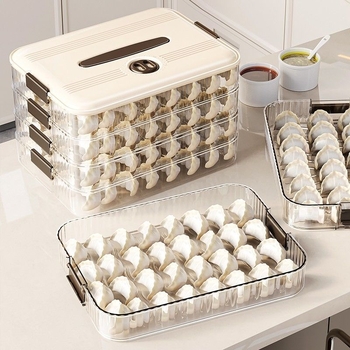 Κουτί αποθήκευσης ντάμπλινγκ, πολύ-επίπεδη σχεδίαση, υλικό PP, απλός και μοντέρνος σχεδιασμός, θήκη διατήρησης φαγητού