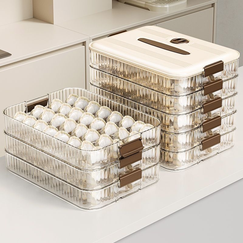 Κουτί αποθήκευσης ντάμπλινγκ, πολύ-επίπεδη σχεδίαση, υλικό PP, απλός και μοντέρνος σχεδιασμός, θήκη διατήρησης φαγητού