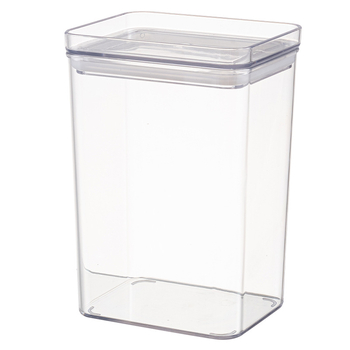 Διαφανής τετράγωνος κάδος αποθήκευσης τροφίμων για δημητριακά, σνακ και μπαχαρικά, ανθεκτικός στην υγρασία