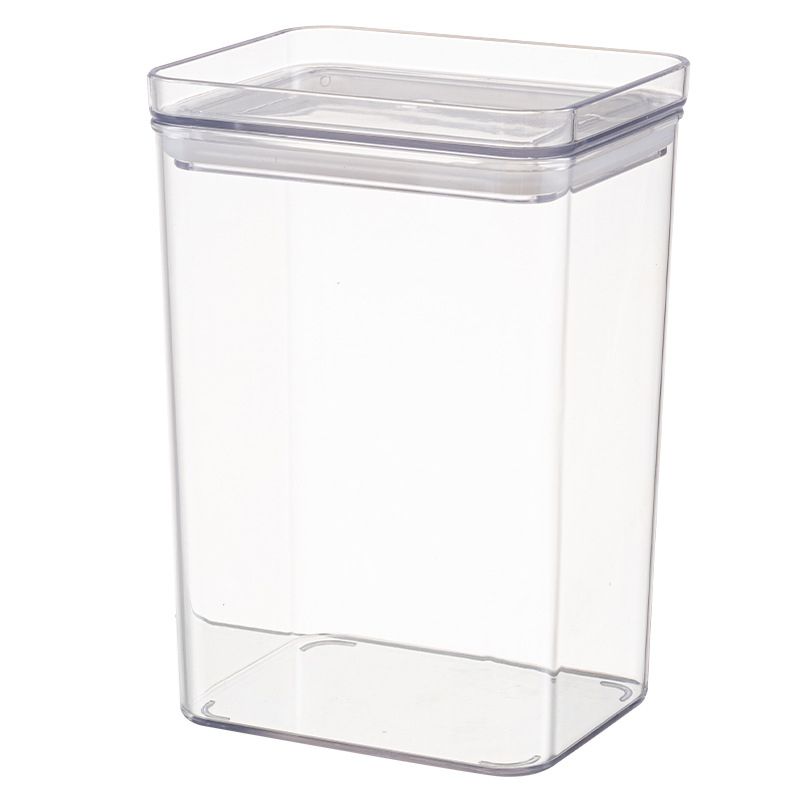 Διαφανής τετράγωνος κάδος αποθήκευσης τροφίμων για δημητριακά, σνακ και μπαχαρικά, ανθεκτικός στην υγρασία