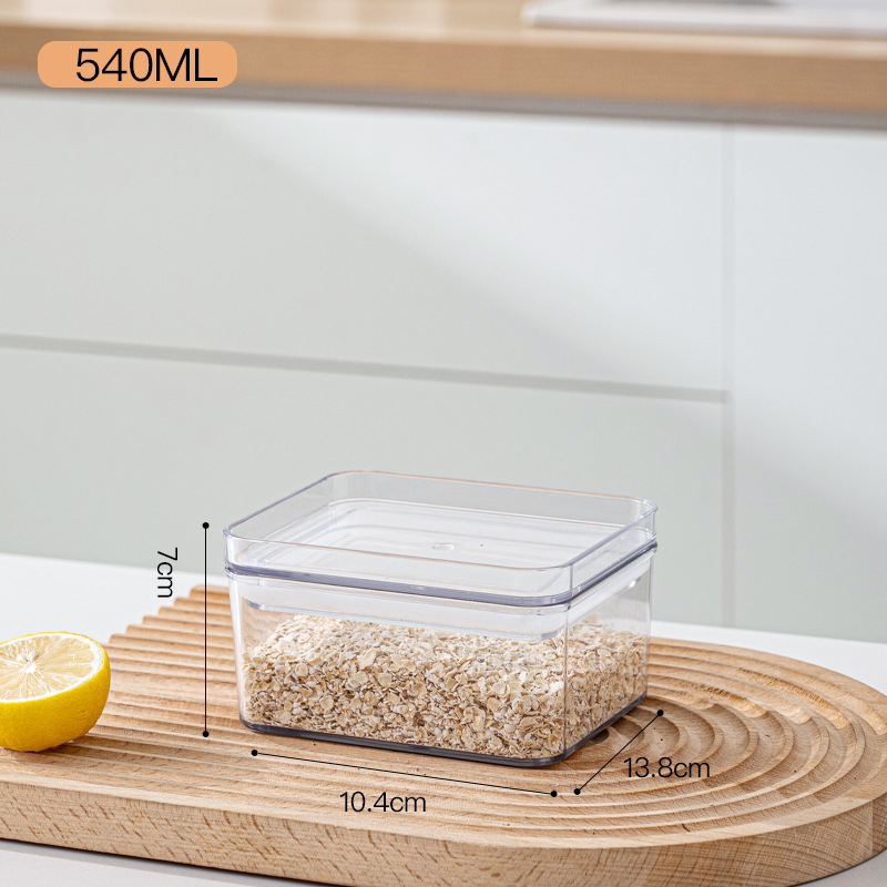 Διαφανής τετράγωνος κάδος αποθήκευσης τροφίμων για δημητριακά, σνακ και μπαχαρικά, ανθεκτικός στην υγρασία