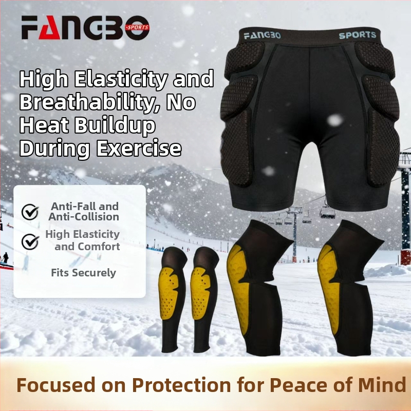 Ski ochranný set s ochrannými bokmi, kolennými, nohavicami proti pádu a ochranami na korčuľovanie – PU, značka Fang Bo