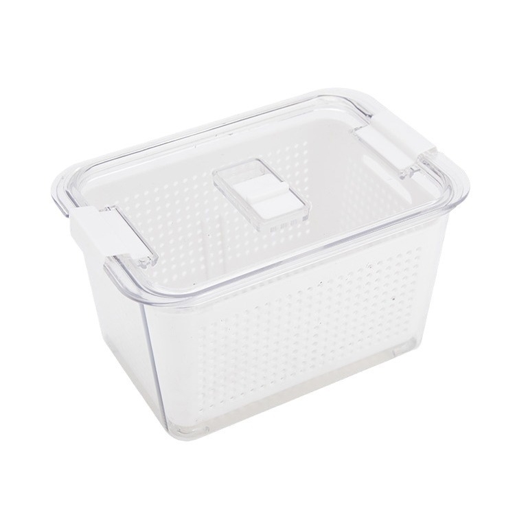 Διπλού επιπέδου κάδο αποστράγγισης σε ιαπωνικό στυλ με κουτί διατήρησης φρεσκάδας, PET+PP υλικό, φορητό για αποθήκευση λαχανικών στο ψυγείο