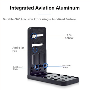 Плоча за бързо освобождаване за камера, L-образна, универсална за DSLR и безогледални камери, алуминиева сплав, товар 2-5 кг, тегло 0,128 кг