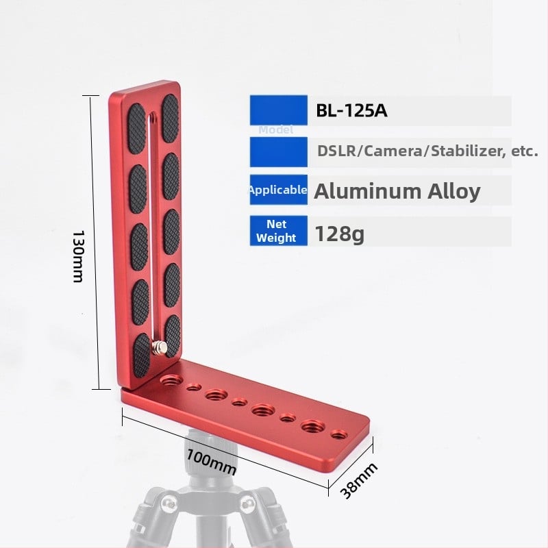 Плоча за бързо освобождаване за камера, L-образна, универсална за DSLR и безогледални камери, алуминиева сплав, товар 2-5 кг, тегло 0,128 кг