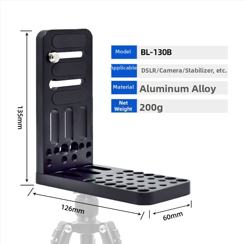 Плоча за бързо освобождаване за камера, L-образна, универсална за DSLR и безогледални камери, алуминиева сплав, товар 2-5 кг, тегло 0,128 кг
