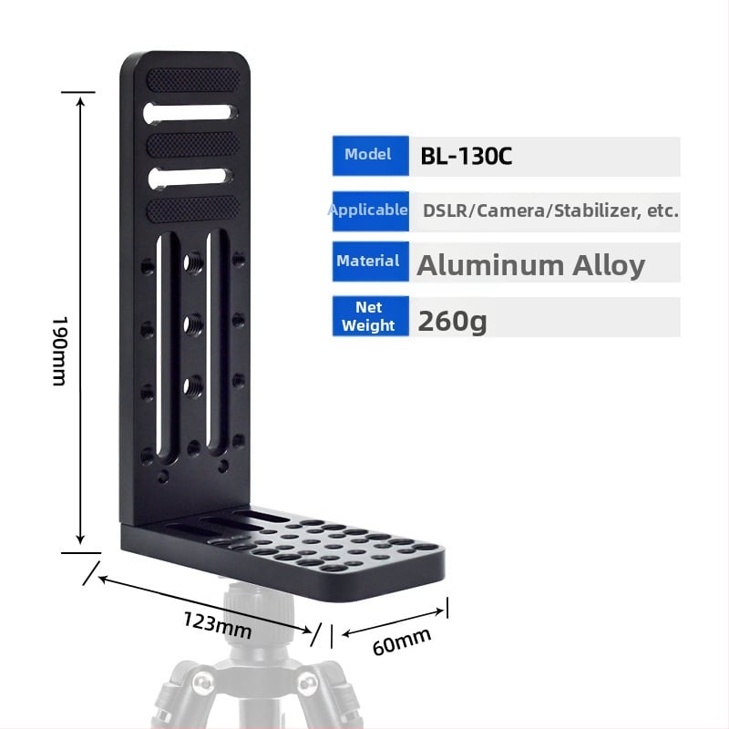 Плоча за бързо освобождаване за камера, L-образна, универсална за DSLR и безогледални камери, алуминиева сплав, товар 2-5 кг, тегло 0,128 кг