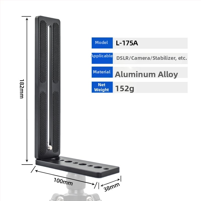 Плоча за бързо освобождаване за камера, L-образна, универсална за DSLR и безогледални камери, алуминиева сплав, товар 2-5 кг, тегло 0,128 кг