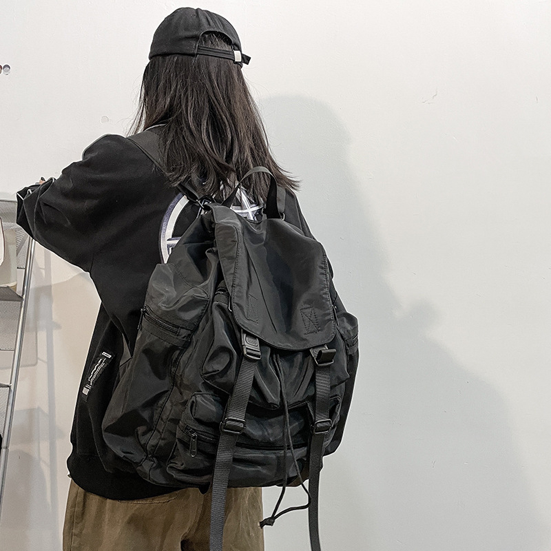 Torba s vrpcama u street stilu, funkcionalan dizajn, kapacitet 20–35 L, najlon materijal, prozračna i vodootporna, kompatibilna s 10-inčnim prijenosnim računalom, unisex putna torba, JUST A MAN