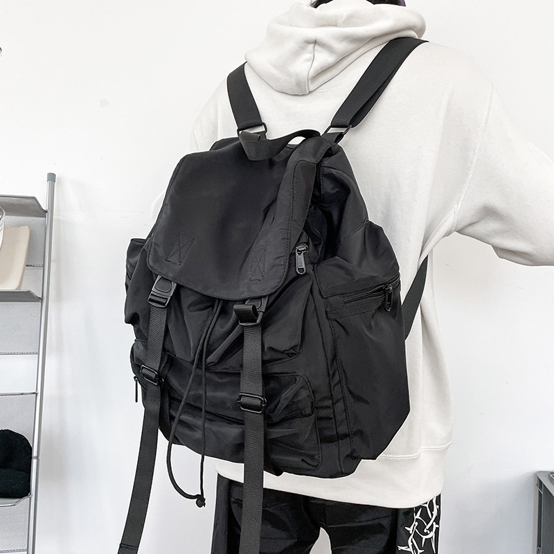 Torba s vrpcama u street stilu, funkcionalan dizajn, kapacitet 20–35 L, najlon materijal, prozračna i vodootporna, kompatibilna s 10-inčnim prijenosnim računalom, unisex putna torba, JUST A MAN