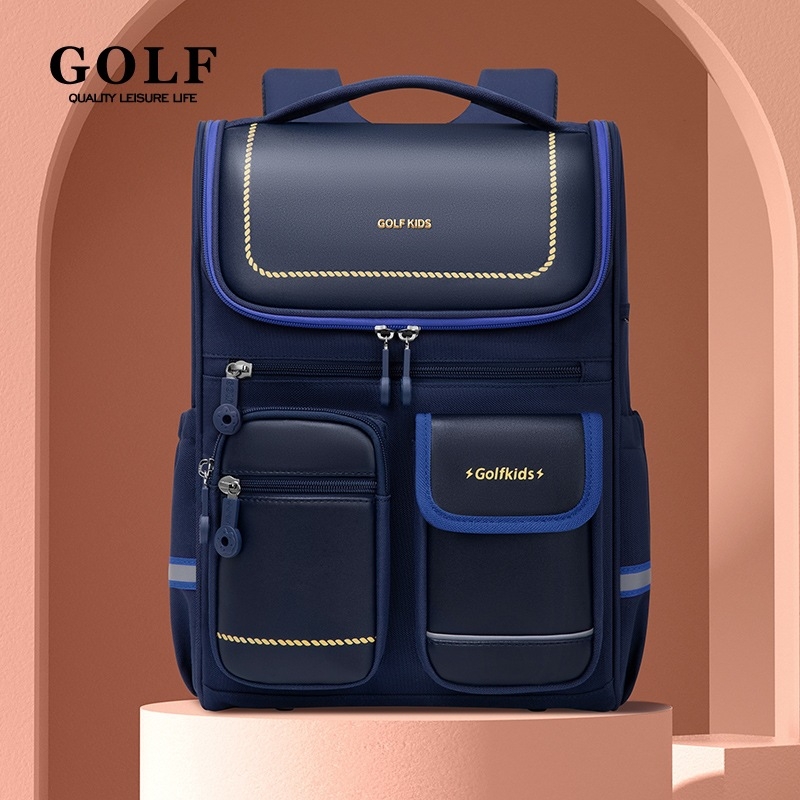 GOLF Ghiozdan școlar pentru copii - Capacitate mare, Rezistent la apă, Suport ergonomic pentru coloană, Compartimente multiple, Unisex