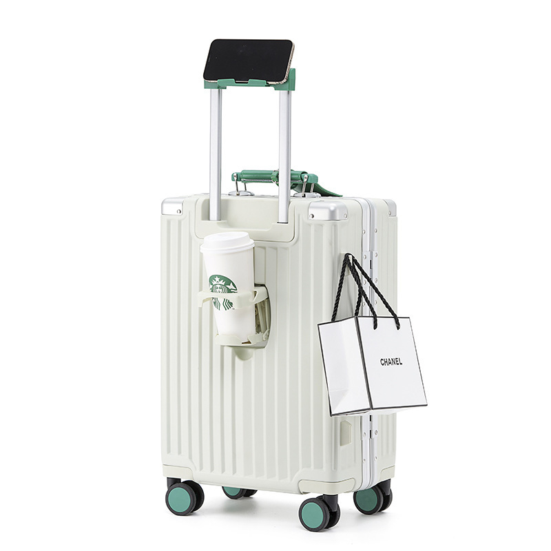 LETOO Kofer s aluminijskim okvirom, TSA zatičnik s lozinkom, USB priključak i držač za telefon, 20-inčni ručni kofer i 24-inčni putni kofer, Proširenje, Mokro/suho odjeljak, PC materijal, 360° kotači, Retro stil, Težina 3,5 kg