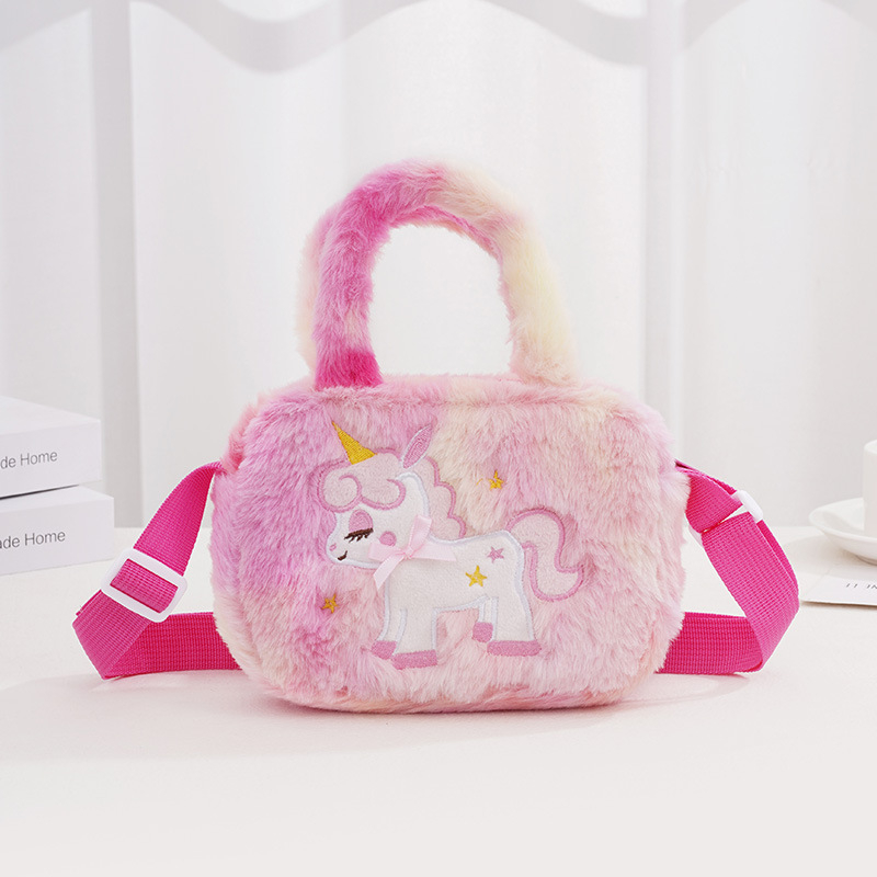 Kvadratna plišana torbica preko ramena s motivom My Little Pony, tie-dye uzorak, poliester, prikaz jednoroga, pogodna za vrtić, dječji stil