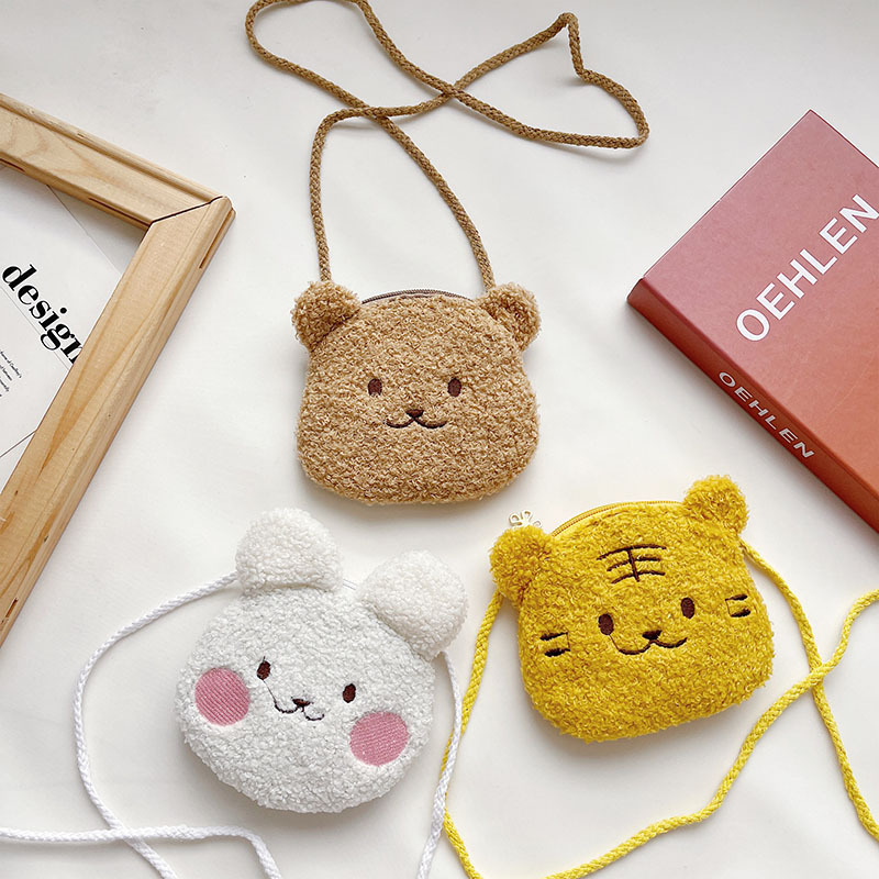 Plush torbica za novčiće za djevojčice, predškolska dob – ultra lagana, vuneni materijal, podstava od poliestera, uzorak životinja
