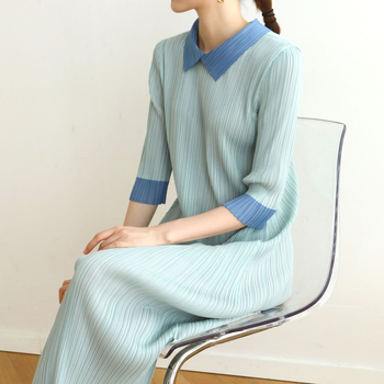 A-vonalú ruha, polo gallér, fél ujj, magas derék, poliészter