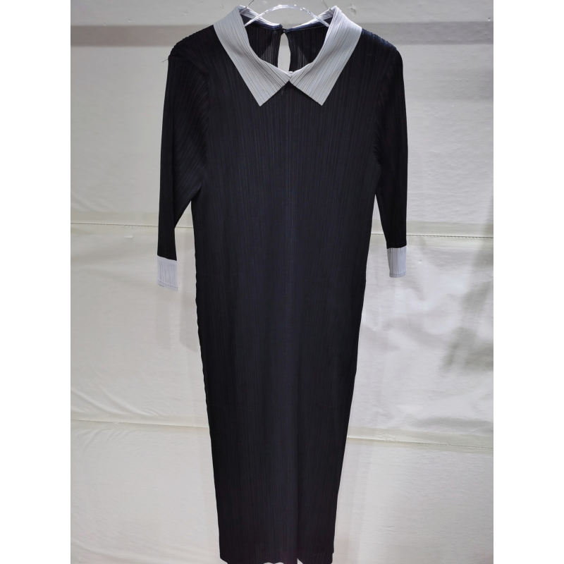 A-vonalú ruha, polo gallér, fél ujj, magas derék, poliészter