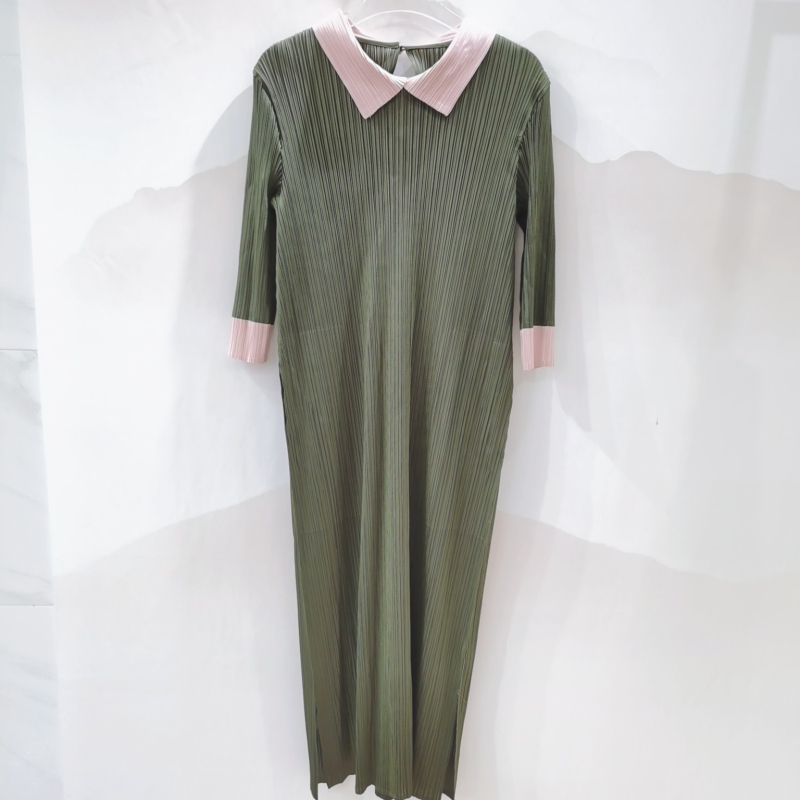 A-vonalú ruha, polo gallér, fél ujj, magas derék, poliészter