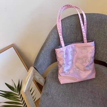 Tote torba od svile s naramenicom za žene — lagana, svakodnevna upotreba, uzorak slova, podstava od poliestera, moderan i cool stil