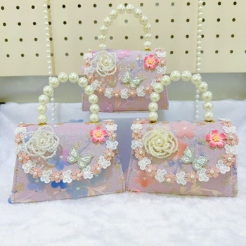 Dječja torbica u kineskom stilu s perlama, mala novčana torbica, poliester s najlonskom podstavom, anime uzorak