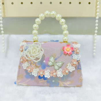 Dječja torbica u kineskom stilu s perlama, mala novčana torbica, poliester s najlonskom podstavom, anime uzorak