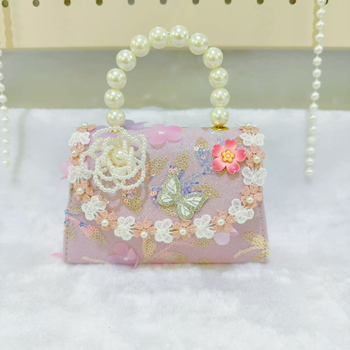 Dječja torbica u kineskom stilu s perlama, mala novčana torbica, poliester s najlonskom podstavom, anime uzorak