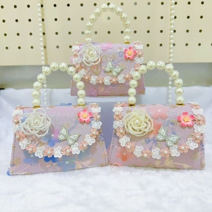 Dječja torbica u kineskom stilu s perlama, mala novčana torbica, poliester s najlonskom podstavom, anime uzorak