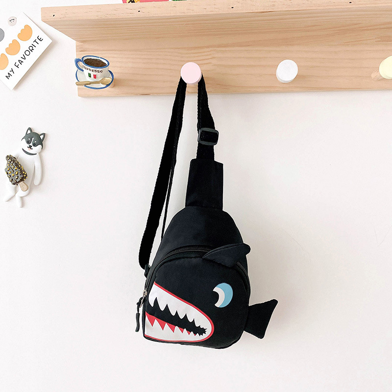 Dječja crossbody torba s karikaturnim morskim psom u korejskom stilu, lagana platnena torba, otporna na habanje, anti-theft, smanjuje teret