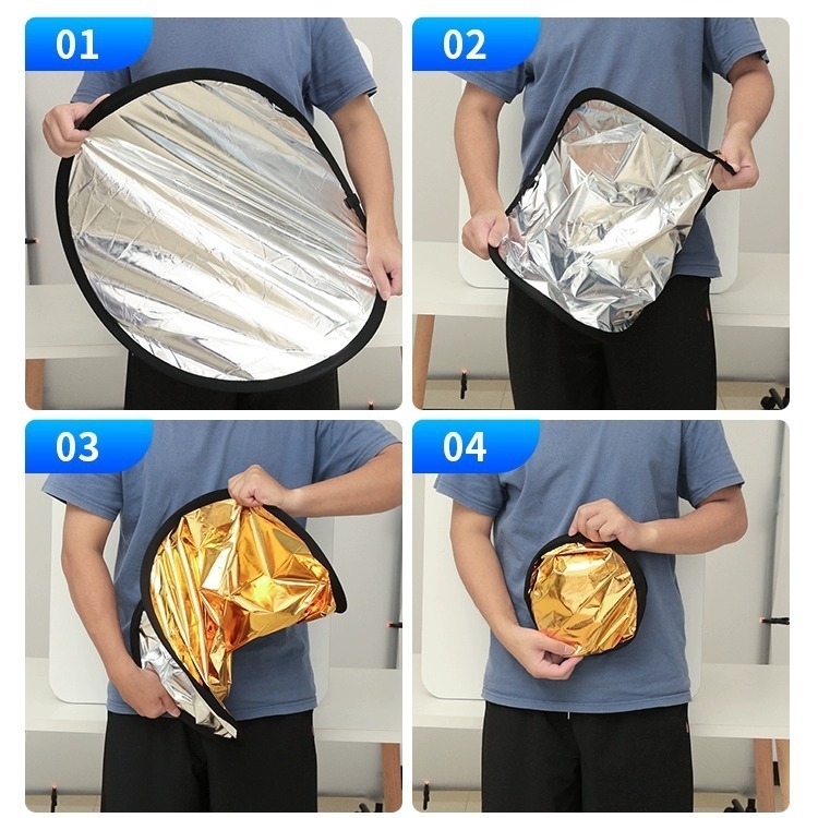 Рефлектор за фотография, пет в едно, кръгъл сгъваем портативен за вътрешна и външна употреба, модел Combination, тегло 0.2 кг