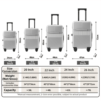 Poslovna torba s prednjim otvaranjem za ručni prtljag, USB priključak, ABS+PC materijal, vodootporna, avionski kotači