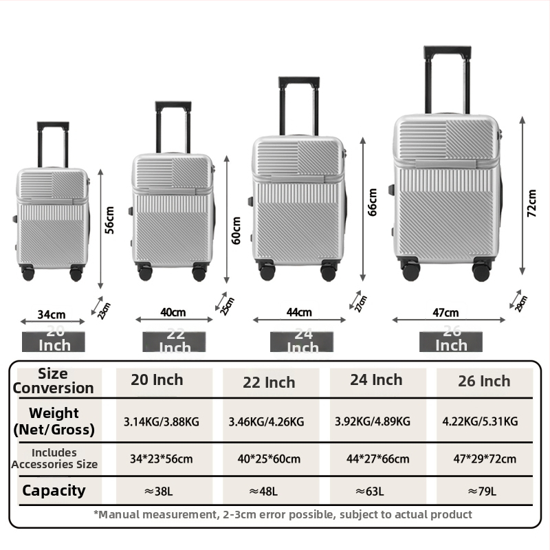 Poslovna torba s prednjim otvaranjem za ručni prtljag, USB priključak, ABS+PC materijal, vodootporna, avionski kotači