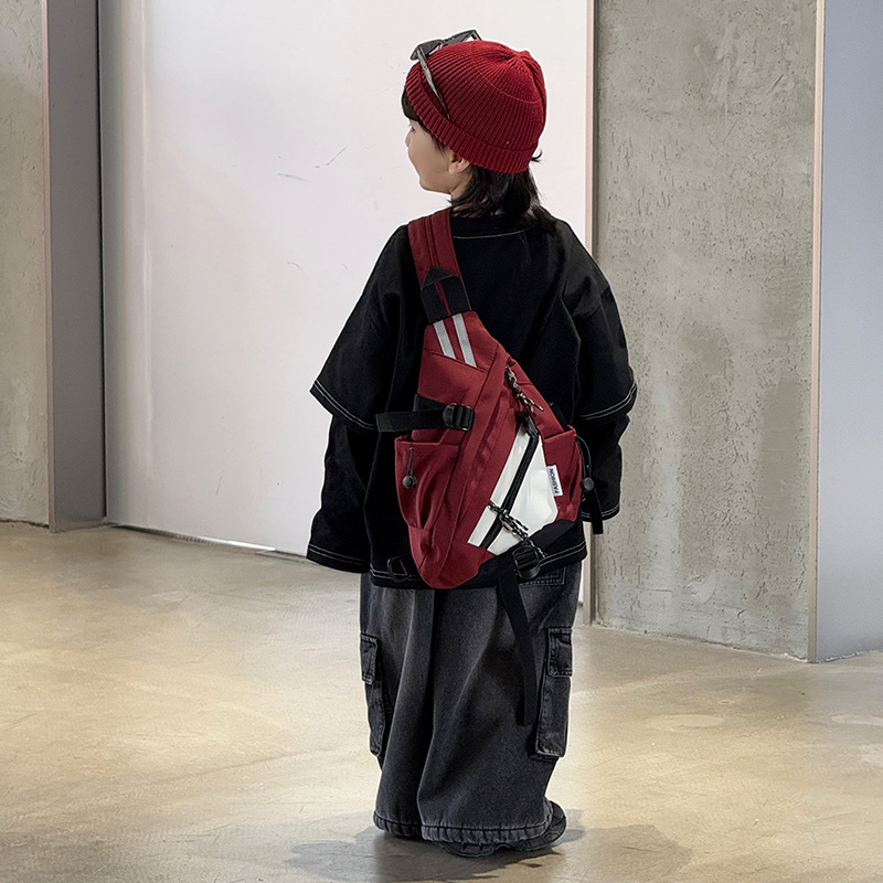 Dječja dvostruka crossbody torba, lagana najlon torbica, podstava od poliestera, uzorak s slovima, prozračna i otporna na habanje, svakodnevna upotreba