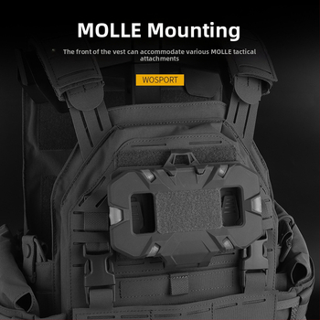 WOSPORT LG4 Тактическа външна защитна жилетка от нейлон с лазерно изрязване MOLLE и удебелени раменни подплънки