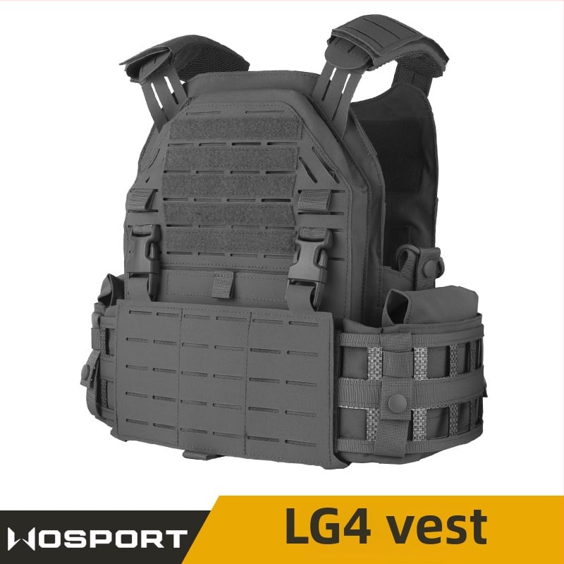 WOSPORT LG4 Тактическа външна защитна жилетка от нейлон с лазерно изрязване MOLLE и удебелени раменни подплънки