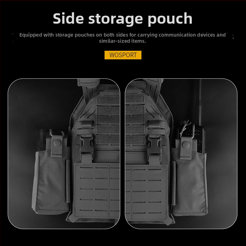 WOSPORT LG4 Тактическа външна защитна жилетка от нейлон с лазерно изрязване MOLLE и удебелени раменни подплънки