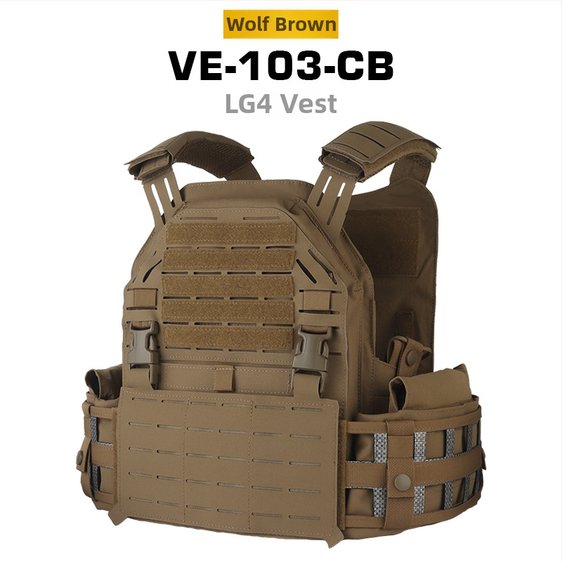 WOSPORT LG4 Тактическа външна защитна жилетка от нейлон с лазерно изрязване MOLLE и удебелени раменни подплънки