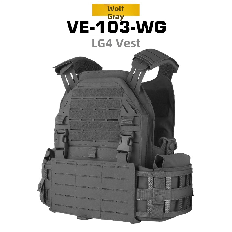 WOSPORT LG4 Тактическа външна защитна жилетка от нейлон с лазерно изрязване MOLLE и удебелени раменни подплънки