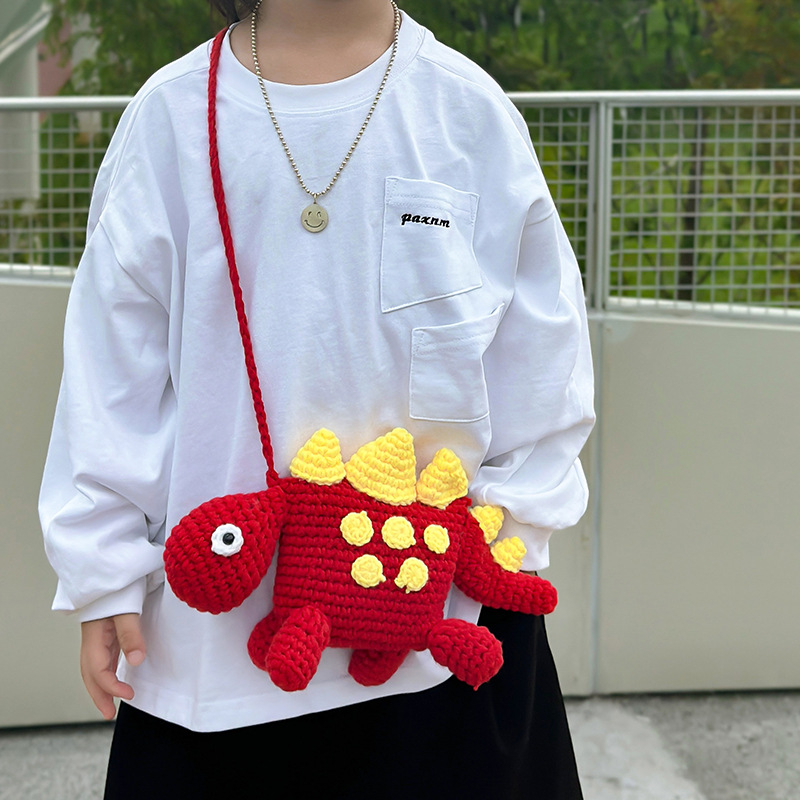 Dječja crossbody torba s dinosaurom, unisex, za predškolce, tkanina, prozračna, podstava poliester, jednobojna – Jesen 2025
