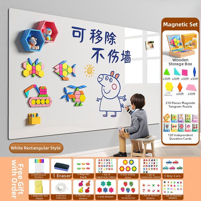 Detská jednostranná tabuľa na stenu – PET rám, PET panel, Little ruishi, Špecifikácia 1