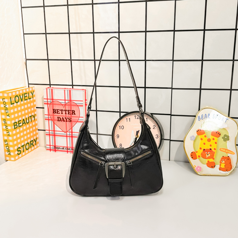 Geantă lună pentru femei, din PU, crossbody/pe umăr, închidere cu fermoar, căptușeală poliester, primăvara 2025