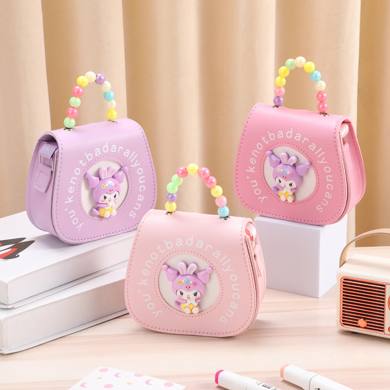 Kuromi portofel cu curea pentru fete, PU ultraușor, model cu desen anime, vârstă grădiniță, stil copilăresc și drăguț